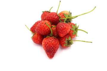 strawberries ,small strawberry with strawberry leaf on white background.