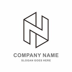 Monogram Letter N Geometric Infinity Square Cube Architecture Construction Business Company Stock Vector Logo Design Template