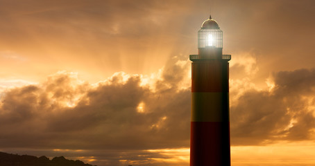 3D rendering of Lighthouse at Sunset