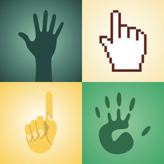 Vector illustration icon set of hand