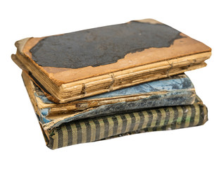 Stack of old books isolated on white background. Old Library