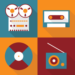 Vector illustration icon set of retro music