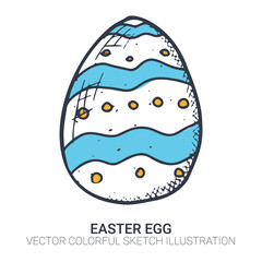 Easter egg in doodle style. Hand drawn illustration. Banner background.