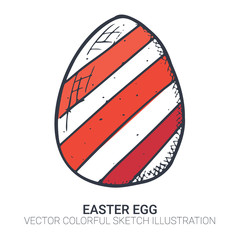 Easter egg in doodle style. Hand drawn illustration. Banner background.