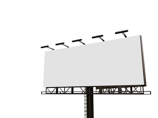 3D rendering of blank billboard (empty advertisement) isolated on white background - mock up template - 256234618