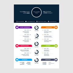 cv design template with glyph icons
