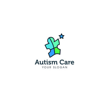 best original autism care wellness for success logo designs concept, playful and colorful