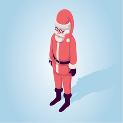 Santa Claus, vector christmas isometric illustration