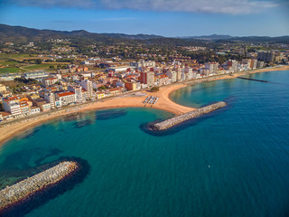 Obraz na płótnie Canvas Aerial drone picture from small village Sant Antoni de Calonge from Spain, in Costa Brava