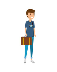 tourist man with suitcase character
