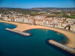 Aerial drone picture from small village Sant Antoni de Calonge from Spain, in Costa Brava