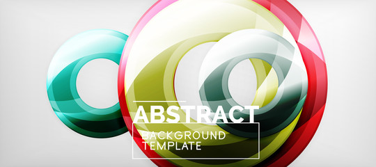 Modern geometric circles abstract background, colorful round shapes with shadow effects