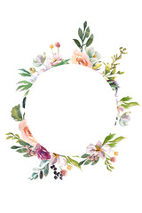 Wedding romantic rustic bridal frame wreath. White purple and white flowers green leaves ornament