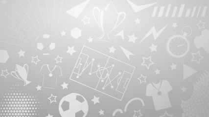 Background of football or soccer symbols in gray colors