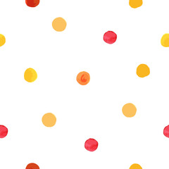Seamless pattern. Multicolored circles in watercolor style on a white background.
