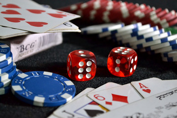 poker chips and cards