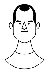 Obraz na płótnie Canvas young man face cartoon in black and white