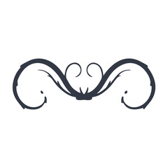 Antique decorative element, scroll element, page divider. Ornament. Vector illustration on white background.