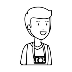 tourist man with camera photographic character