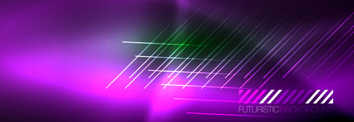 Abstract neon glowing light background. Dark background with lights. Abstract background with neon lights, night view.