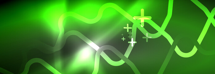 Glowing neon abstract lines, techno futuristic template