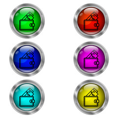 Wallet icon. Set of round color icons.
