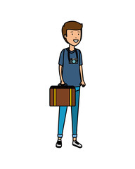 tourist man with suitcase character