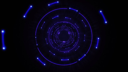 Purple abstract light circles seamless looping. Animation of an abstract background tunnel loop with shiny light circles. Futuristic illumination neon space. Abstract circles neon tunnel.