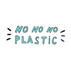 No plastic green inscription, lettering, vector illustration