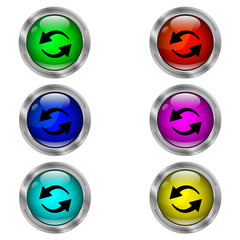 Rotate icon. Set of color round icons.