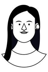 Woman face cartoon in black and white