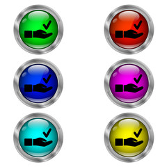 Tick icon. Set of round color icons.