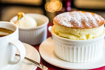 Grand Marnier Souffle with Vanilla Ice Cream