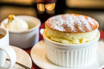 Grand Marnier Souffle with Vanilla Ice Cream