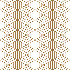 Seamless traditional Japanese ornament Kumiko.Golden color lines.