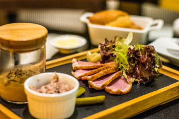 Pate Et Rillettes chicken pate, smoked duck breast and duck rillettes