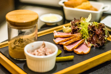 Pate Et Rillettes chicken pate, smoked duck breast and duck rillettes