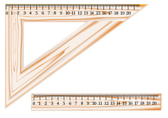 A triangle of wood for measuring length, a tool for use in math and physics lessons.