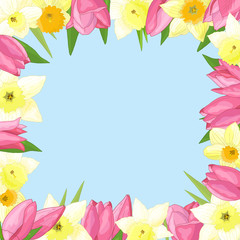 Vector frame of spring flowers