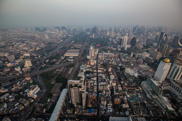 Fototapeta na wymiar Bangkok city building metropolis with sunset