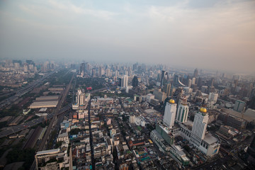 Fototapeta na wymiar Bangkok city building metropolis with sunset