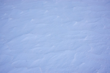 Snow and wind combined formed snow waves in a agricultural environment.