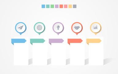 Presentation business infographic template with 5 options , process or steps. Bright color and modern layout graphic elements design. Vector illustration.