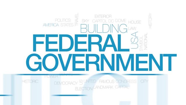Federal government animated word cloud. Kinetic typography.