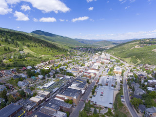 Fototapeta na wymiar Aerial view of Park City on Main Street in Park City, Utah, USA.