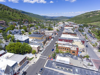 Fototapeta na wymiar Aerial view of Park City on Main Street in Park City, Utah, USA.