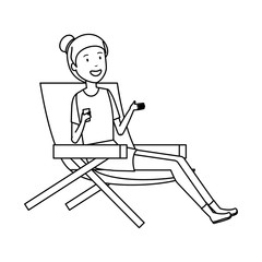 Fototapeta premium tourist woman relaxing in chair character