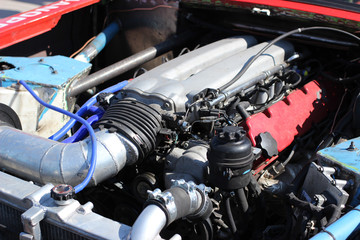 Powerful gasoline engine V8 of car for drift.