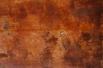 Fotobehang Grunge verroeste metalen textuur. Roestige corrosie en geoxideerde achtergrond. Versleten metalen ijzeren paneel. Verlaten design muur. Koperen staaf. © Sergey