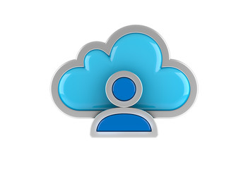 Cloud Computing internet Symbol concept with people icon on white background. 3D rendering.